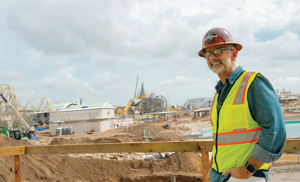 Mark Woodbury touring the Universal Epic Universe construction site